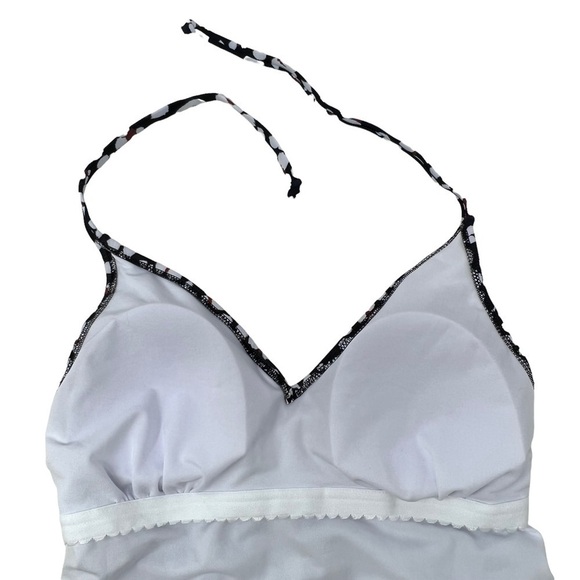 Jessica Simpson Estilo Black White Print Halter Neck One Piece Swimsuit L NWT - Picture 10 of 13